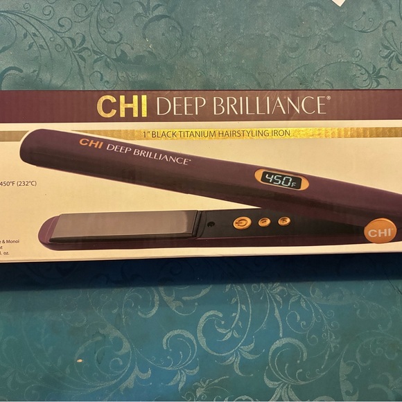 CHI Deep Brilliance Black Titanium Hairstyling Iron 1” Straightener NIB - Picture 2 of 3